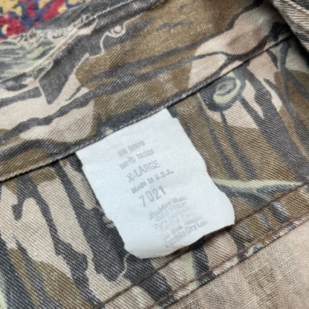 VTG 80s 90s NRA Gun Bark Camouflage Short Sleeve Button Up Shirt XL USA Hunting - Picture 9 of 9